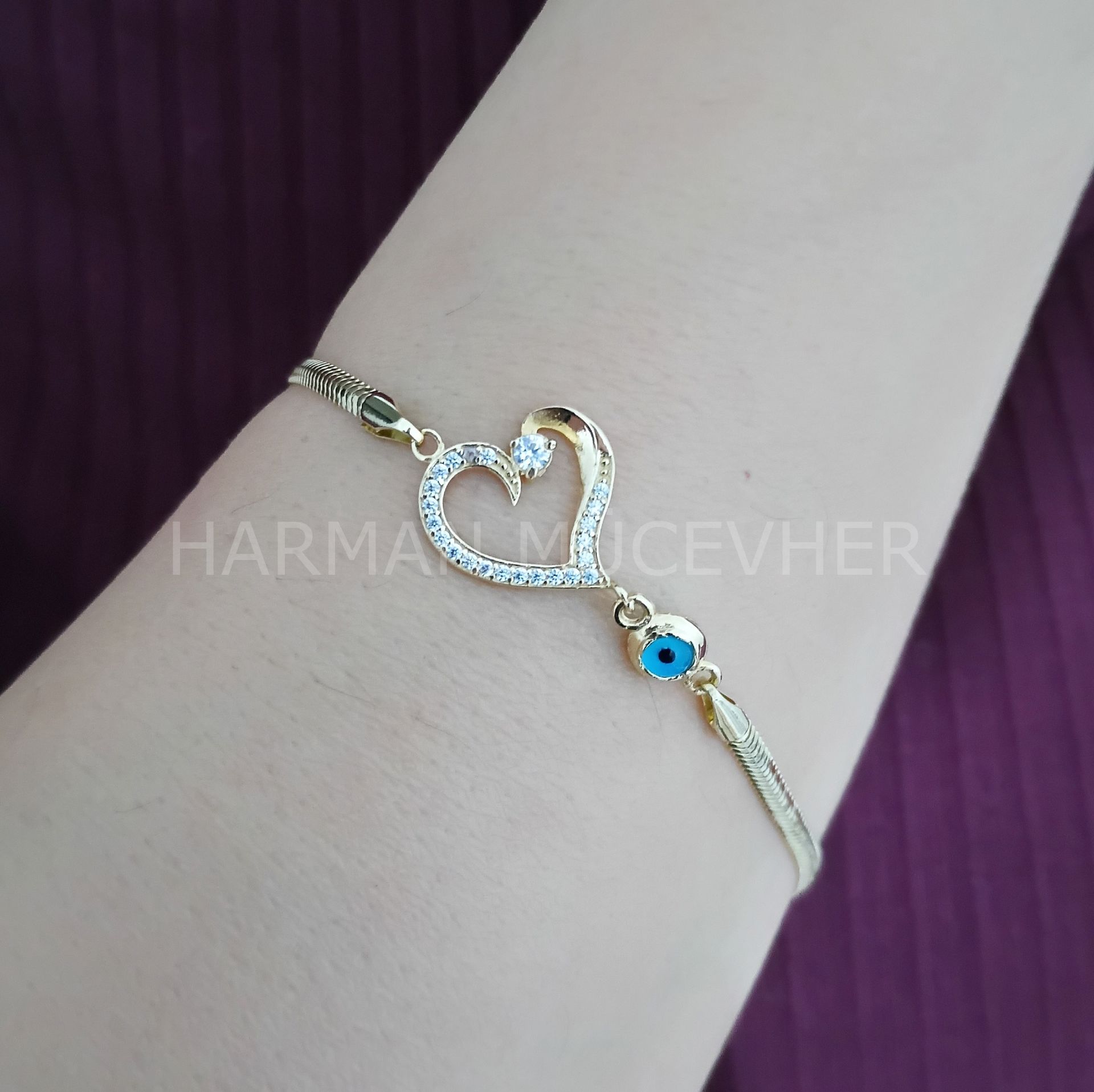 Altın Kalp Gözü Bileklik