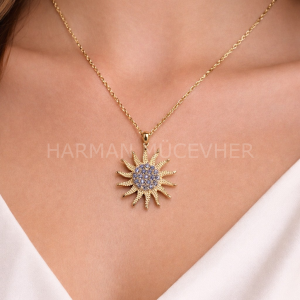 Altın Taşlı Güneş Kolye