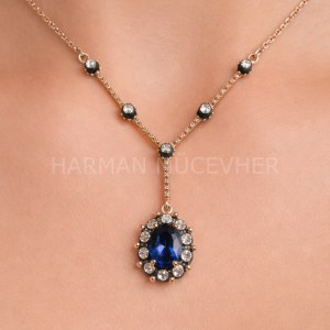 1,20 Karat Elmas Safir Anturaj Kolye