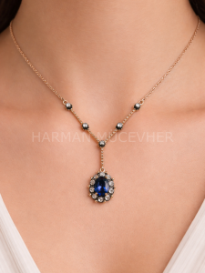 1,20 Karat Elmas Safir Anturaj Kolye