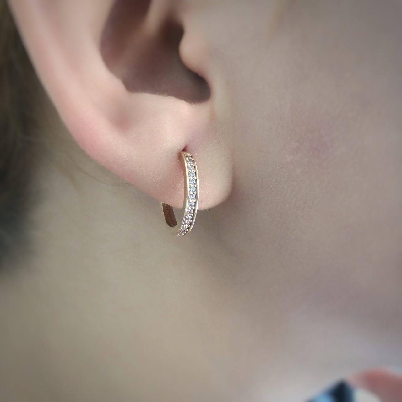Rosegold Halka Altın Küpe